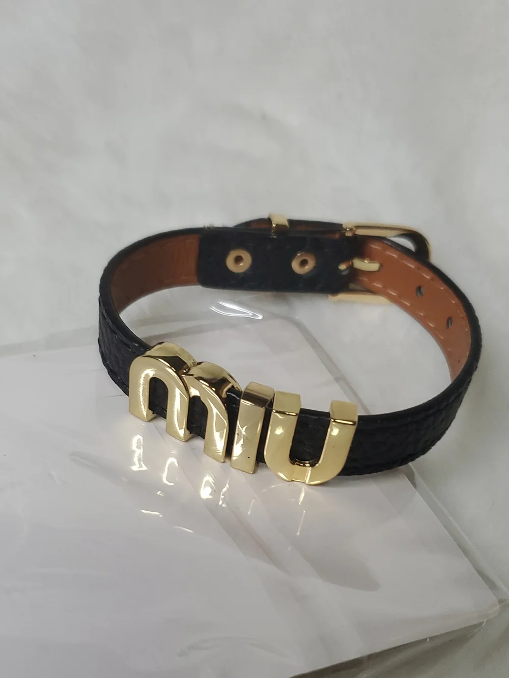 Black  Men's Bracelet with Gold Letter Accents